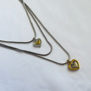 Retired Brighton “Rendezvous” Heart Pendant Necklace Set in Gold and Silver